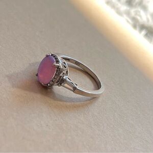 925 silver pink opal ring size 7